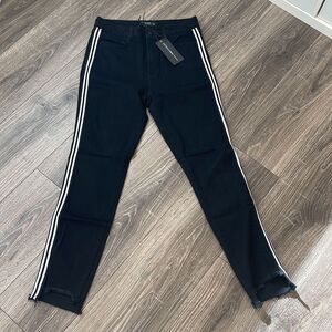 Just Black-Black Jean w/ Double Side White Stripe